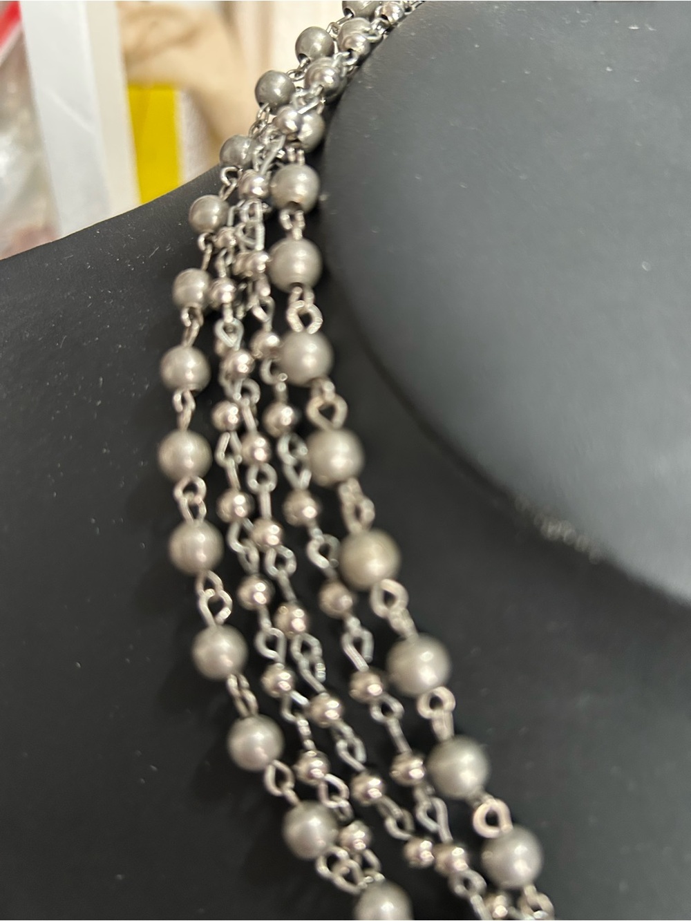 Pink Panache Silver-Tone Multi-Strand Beaded Necklace with Crystal Oval Pendant - Picture 3 of 4